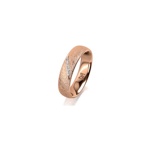 Ring 14 Karat Rotgold 5.0 mm kreismatt 5 Brillanten G vs Gesamt 0,035ct