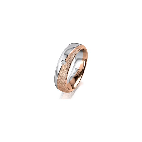 Ring 18 Karat Rot-/Weissgold 5.5 mm kreismatt 1 Brillant G vs 0,025ct