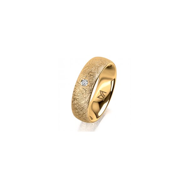 Ring 14 Karat Gelbgold 6.0 mm kristallmatt 1 Brillant G vs 0,035ct