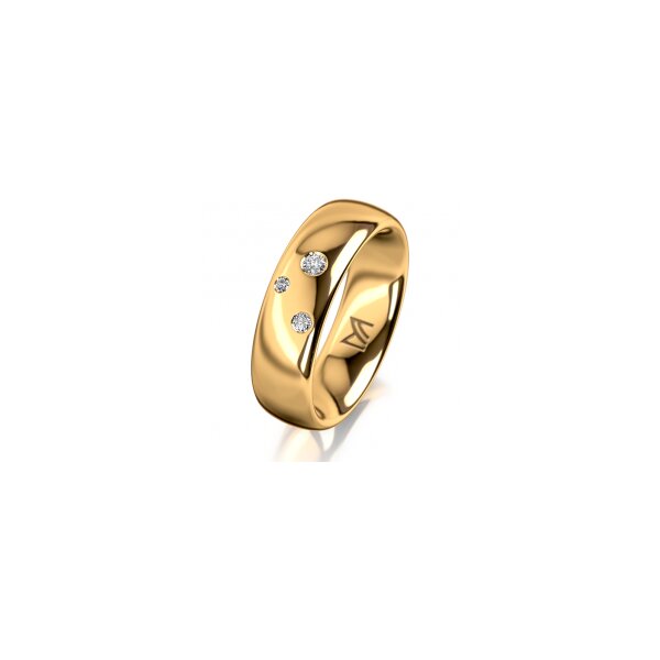 Ring 14 Karat Gelbgold 6.0 mm poliert 3 Brillanten G vs Gesamt 0,060ct