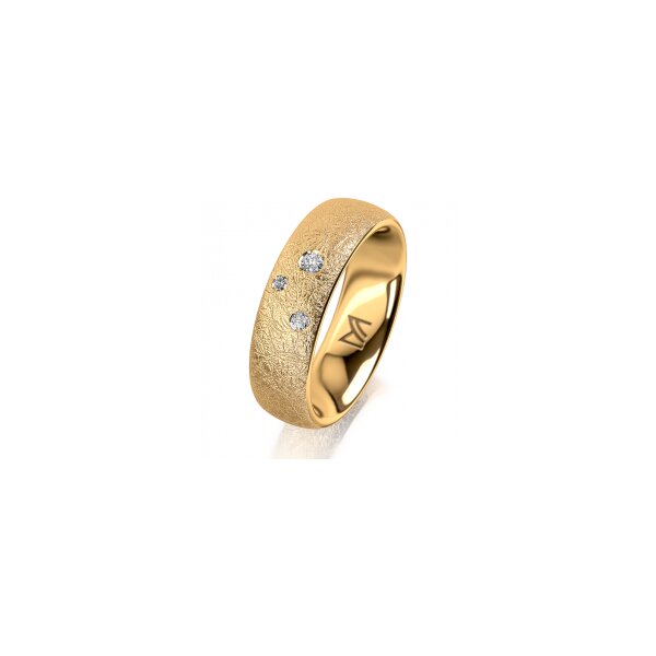 Ring 14 Karat Gelbgold 6.0 mm kreismatt 3 Brillanten G vs Gesamt 0,060ct