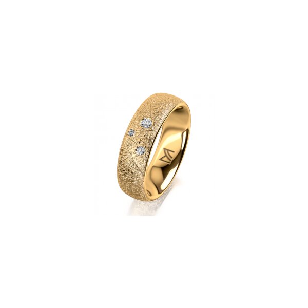 Ring 14 Karat Gelbgold 6.0 mm kristallmatt 3 Brillanten G vs Gesamt 0,060ct