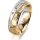 Ring 14 Karat Gelb-/Weissgold 6.0 mm diamantmatt 5 Brillanten G vs Gesamt 0,080ct