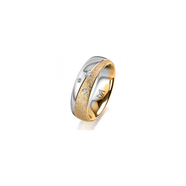 Ring 18 Karat Gelb-/Weissgold 6.0 mm kreismatt 3 Brillanten G vs Gesamt 0,060ct