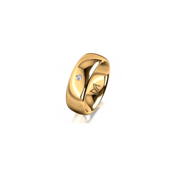 Ring 14 Karat Gelbgold 7.0 mm poliert 1 Brillant G vs 0,025ct