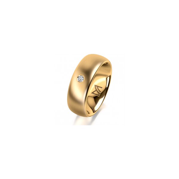 Ring 14 Karat Gelbgold 7.0 mm längsmatt 1 Brillant G vs 0,035ct