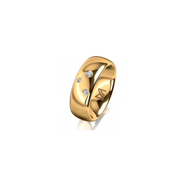Ring 14 Karat Gelbgold 7.0 mm poliert 3 Brillanten G vs Gesamt 0,070ct