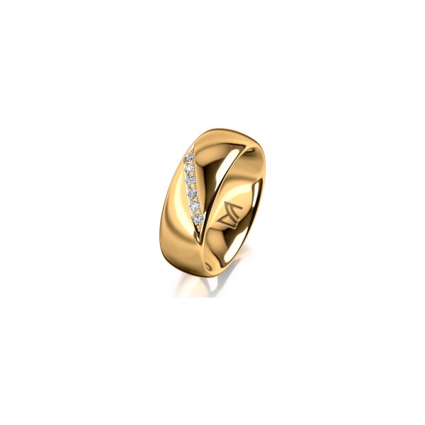 Ring 14 Karat Gelbgold 7.0 mm poliert 6 Brillanten G vs Gesamt 0,080ct