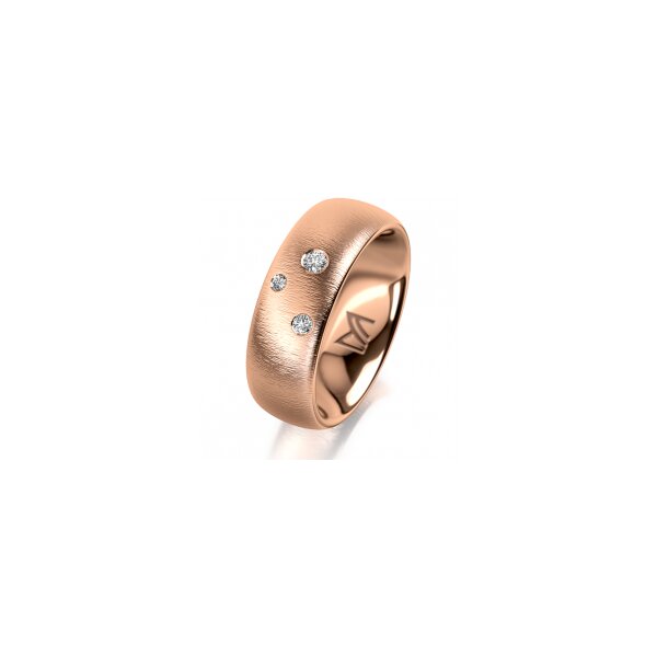 Ring 18 Karat Rotgold 7.0 mm sandmatt 3 Brillanten G vs Gesamt 0,070ct