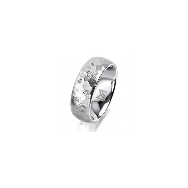 Ring 14 Karat Weissgold 7.0 mm diamantmatt 5 Brillanten G vs Gesamt 0,095ct