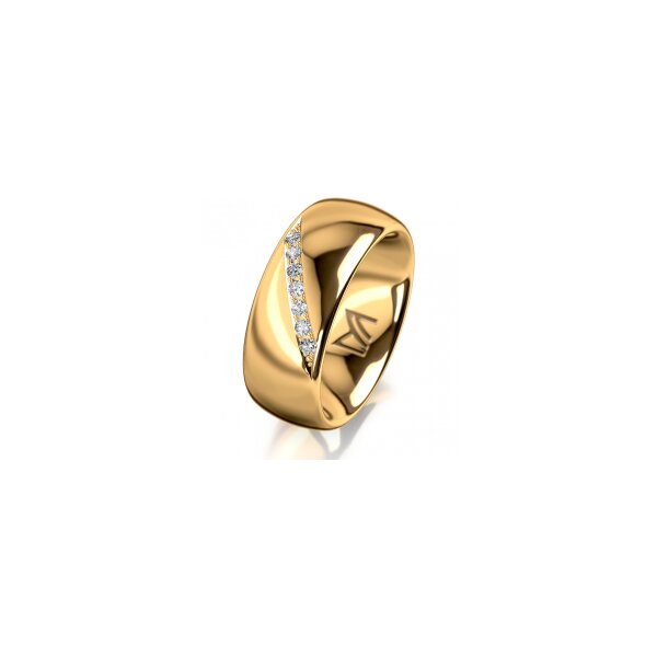 Ring 14 Karat Gelbgold 8.0 mm poliert 7 Brillanten G vs Gesamt 0,095ct