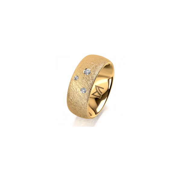 Ring 18 Karat Gelbgold 8.0 mm kreismatt 3 Brillanten G vs Gesamt 0,080ct