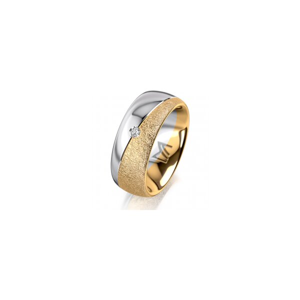 Ring 18 Karat Gelb-/Weissgold 8.0 mm kreismatt 1 Brillant G vs 0,035ct