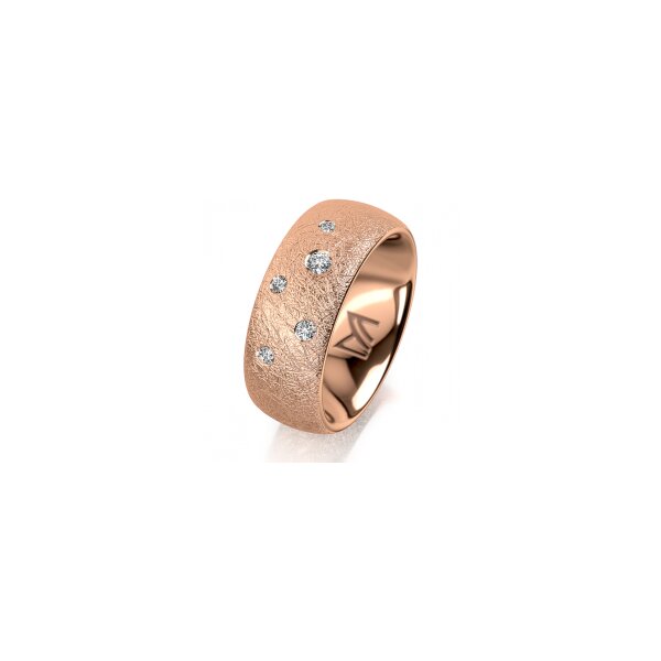 Ring 18 Karat Rotgold 8.0 mm kreismatt 5 Brillanten G vs Gesamt 0,115ct