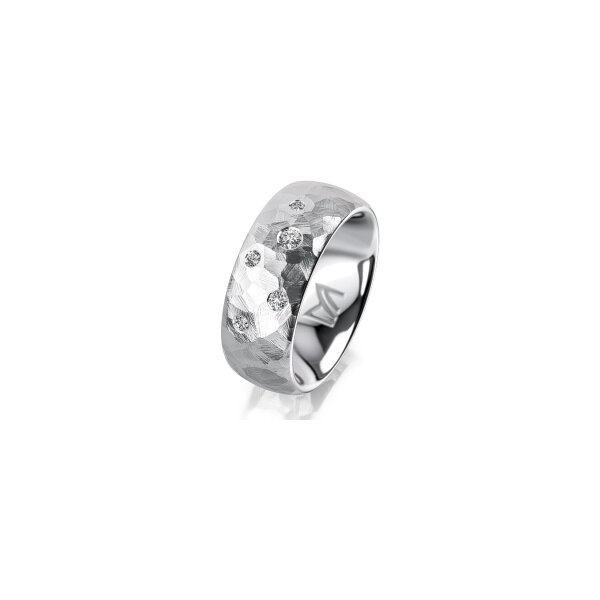 Ring 14 Karat Weissgold 8.0 mm diamantmatt 5 Brillanten G vs Gesamt 0,115ct