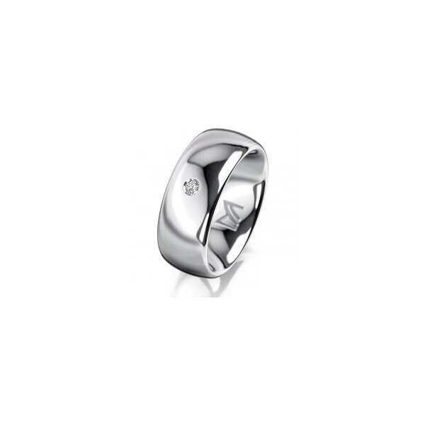 Ring 14 Karat Weissgold 8.0 mm poliert 1 Brillant G vs 0,035ct