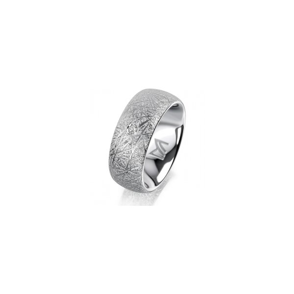 Ring 14 Karat Weissgold 8.0 mm kristallmatt 1 Brillant G vs 0,035ct
