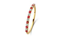 Ring 18 Karat Gelbgold Brillanten 0,11ct G si Rubine 0,14ct