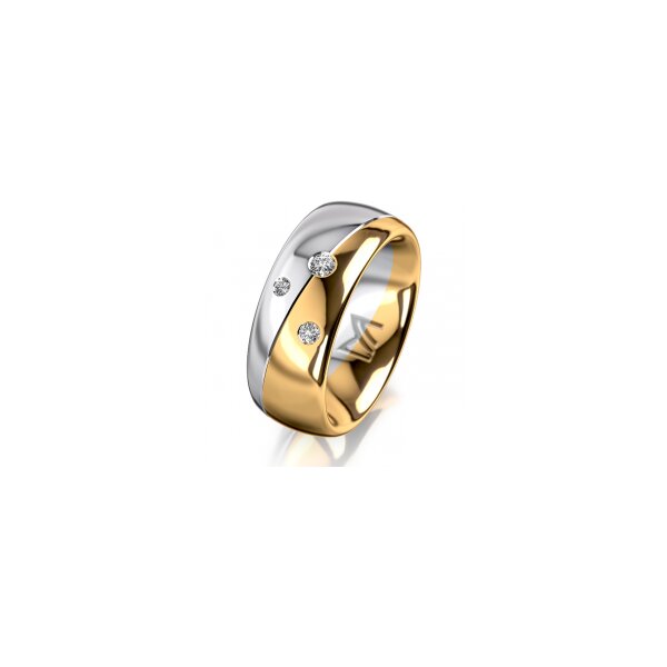 Ring 18 Karat Gelbgold/950 Platin 8.0 mm poliert 3 Brillanten G vs Gesamt 0,080ct