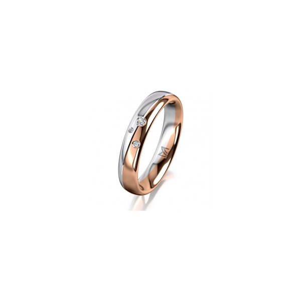 Ring 18 Karat Rotgold/950 Platin 4.0 mm poliert 3 Brillanten G vs Gesamt 0,030ct