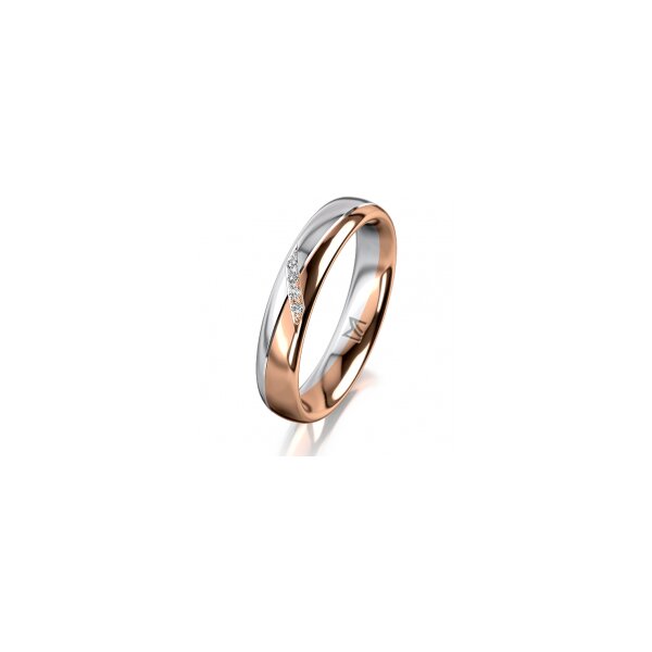 Ring 18 Karat Rotgold/950 Platin 4.0 mm poliert 4 Brillanten G vs Gesamt 0,020ct