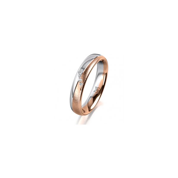 Ring 18 Karat Rotgold/950 Platin 4.0 mm sandmatt 4 Brillanten G vs Gesamt 0,020ct