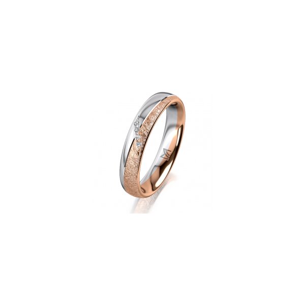 Ring 18 Karat Rotgold/950 Platin 4.0 mm kreismatt 4 Brillanten G vs Gesamt 0,020ct