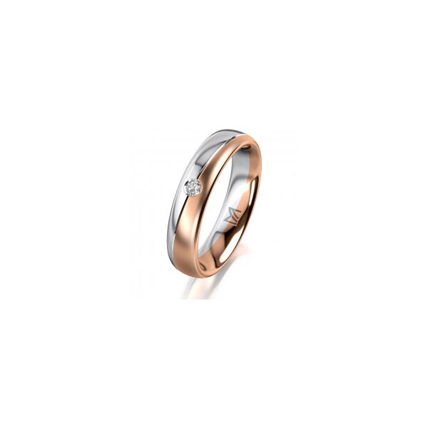 Ring 18 Karat Rotgold/950 Platin 4.5 mm längsmatt 1 Brillant G vs 0,035ct