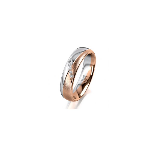 Ring 18 Karat Rotgold/950 Platin 5.0 mm sandmatt 5 Brillanten G vs Gesamt 0,035ct