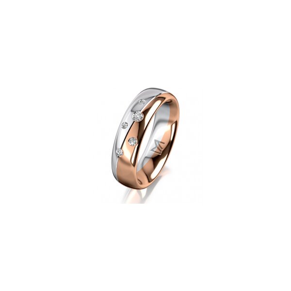 Ring 18 Karat Rotgold/950 Platin 5.5 mm poliert 5 Brillanten G vs Gesamt 0,065ct