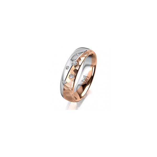 Ring 18 Karat Rotgold/950 Platin 5.5 mm diamantmatt 5 Brillanten G vs Gesamt 0,065ct