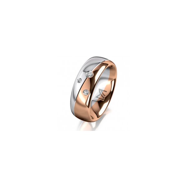 Ring 18 Karat Rotgold/950 Platin 7.0 mm poliert 3 Brillanten G vs Gesamt 0,070ct