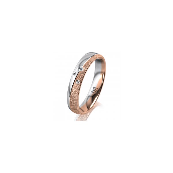 Ring 18 Karat Rotgold/950 Platin 4.0 mm kristallmatt 3 Brillanten G vs Gesamt 0,030ct