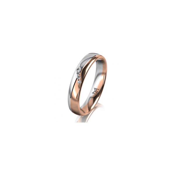 Ring 18 Karat Rotgold/950 Platin 4.0 mm poliert 4 Brillanten G vs Gesamt 0,020ct