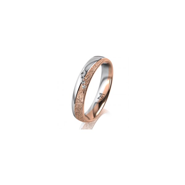 Ring 18 Karat Rotgold/950 Platin 4.0 mm kristallmatt 4 Brillanten G vs Gesamt 0,020ct