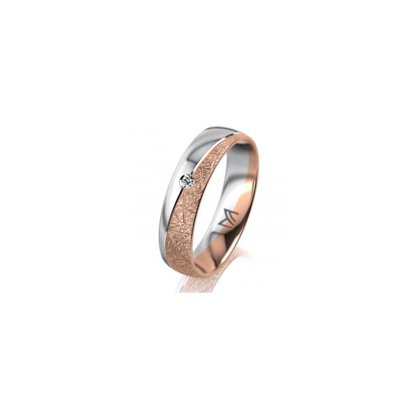 Ring 18 Karat Rotgold/950 Platin 5.0 mm kristallmatt 1 Brillant G vs 0,025ct