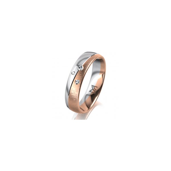 Ring 18 Karat Rotgold/950 Platin 5.0 mm sandmatt 3 Brillanten G vs Gesamt 0,040ct