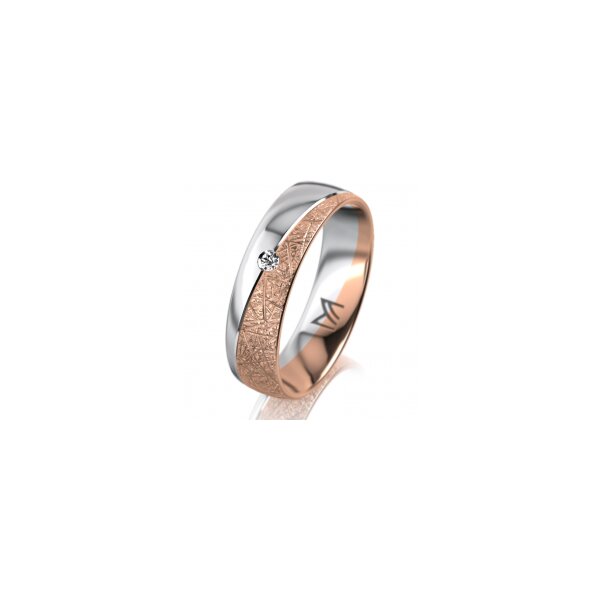 Ring 18 Karat Rotgold/950 Platin 5.5 mm kristallmatt 1 Brillant G vs 0,025ct