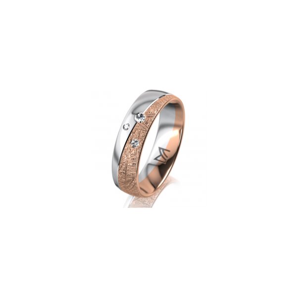 Ring 18 Karat Rotgold/950 Platin 5.5 mm kristallmatt 3 Brillanten G vs Gesamt 0,050ct