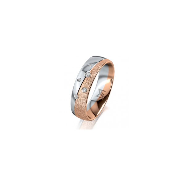 Ring 18 Karat Rotgold/950 Platin 5.5 mm kreismatt 5 Brillanten G vs Gesamt 0,065ct