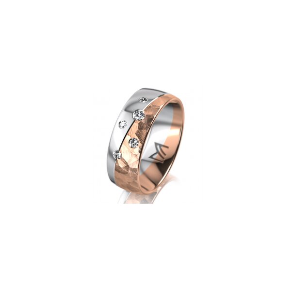 Ring 18 Karat Rotgold/950 Platin 7.0 mm diamantmatt 5 Brillanten G vs Gesamt 0,095ct