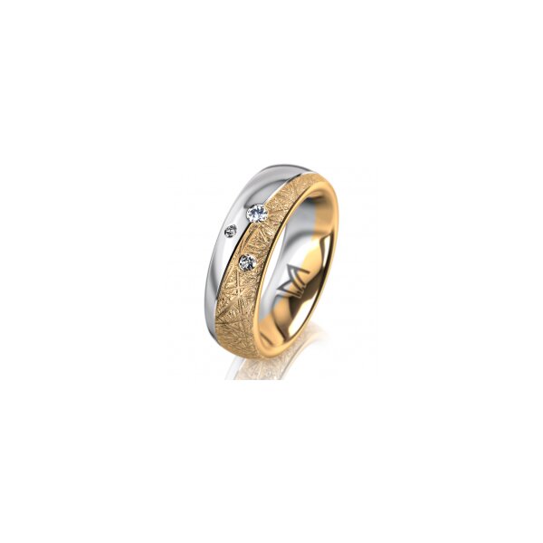 Ring 18 Karat Gelbgold/950 Platin 6.0 mm kristallmatt 3 Brillanten G vs Gesamt 0,060ct