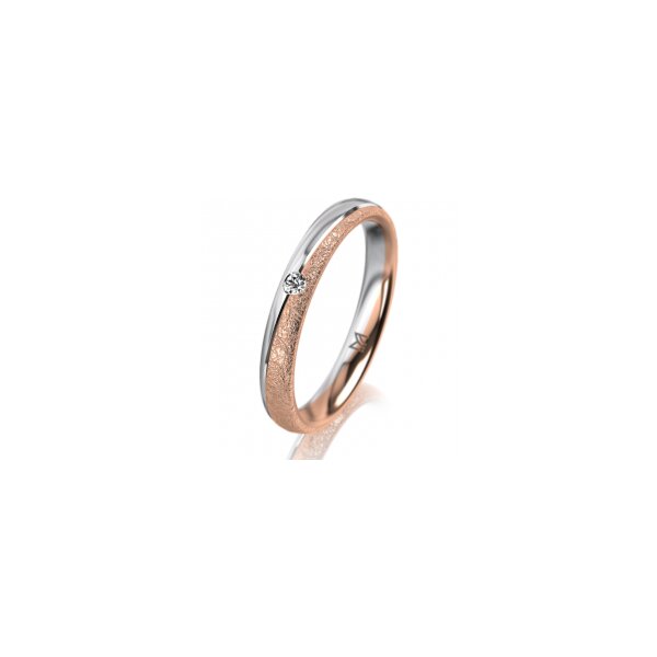 Ring 18 Karat Rotgold/950 Platin 3.0 mm kreismatt 1 Brillant G vs 0,025ct
