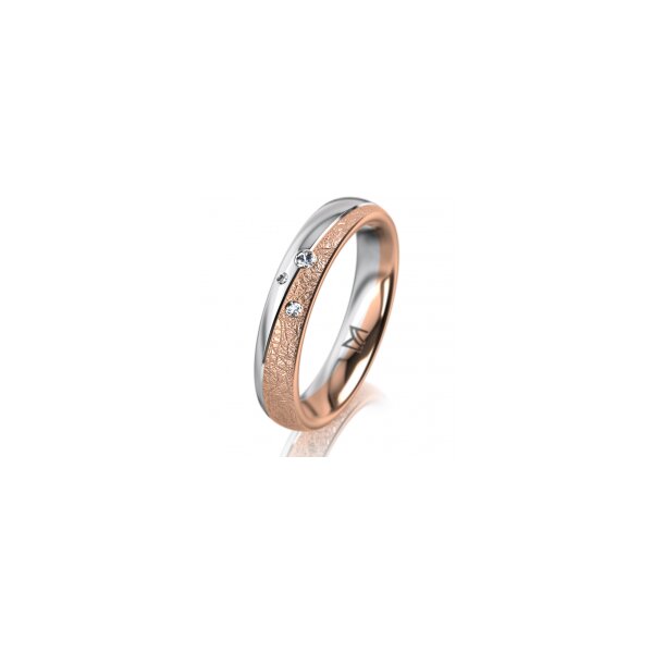 Ring 18 Karat Rotgold/950 Platin 4.0 mm kreismatt 3 Brillanten G vs Gesamt 0,030ct