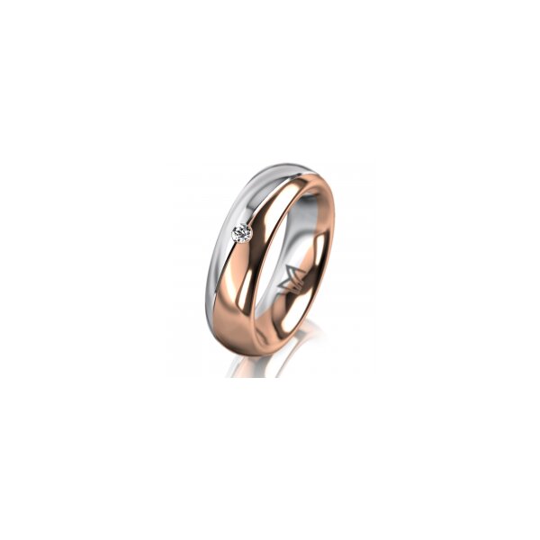 Ring 18 Karat Rotgold/950 Platin 5.5 mm poliert 1 Brillant G vs 0,025ct