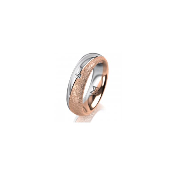 Ring 18 Karat Rotgold/950 Platin 5.5 mm kreismatt 1 Brillant G vs 0,025ct