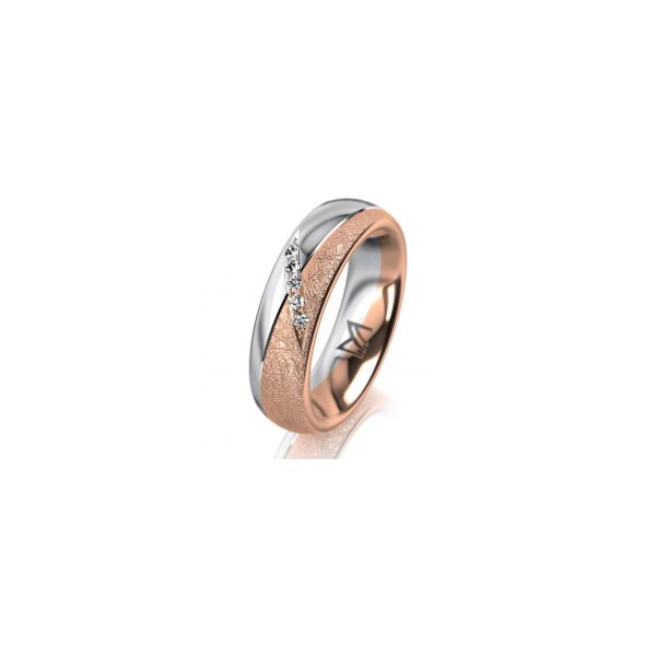 Ring 18 Karat Rotgold/950 Platin 5.5 mm kreismatt 5 Brillanten G vs Gesamt 0,045ct