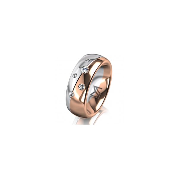 Ring 18 Karat Rotgold/950 Platin 7.0 mm poliert 5 Brillanten G vs Gesamt 0,095ct