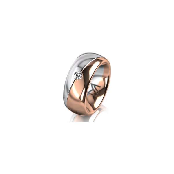 Ring 18 Karat Rotgold/950 Platin 8.0 mm poliert 1 Brillant G vs 0,065ct