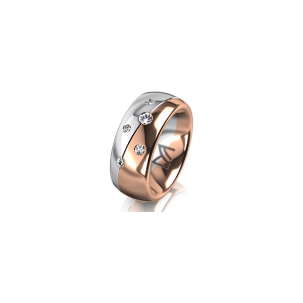 Ring 18 Karat Rotgold/950 Platin 8.0 mm poliert 5 Brillanten G vs Gesamt 0,115ct